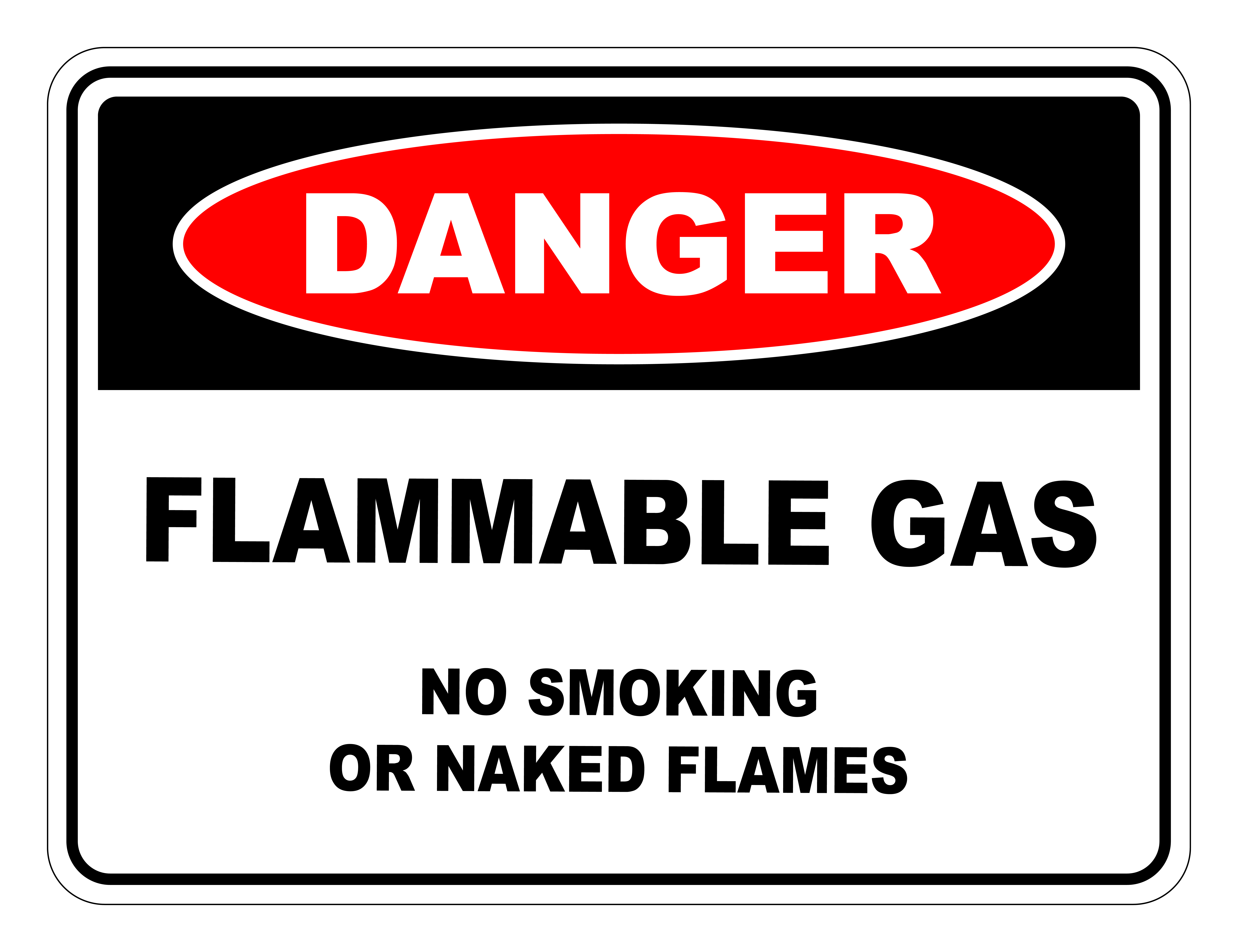 Flammable Gas No Smoking Or Naked Flames Danger Safety Sign Safety
