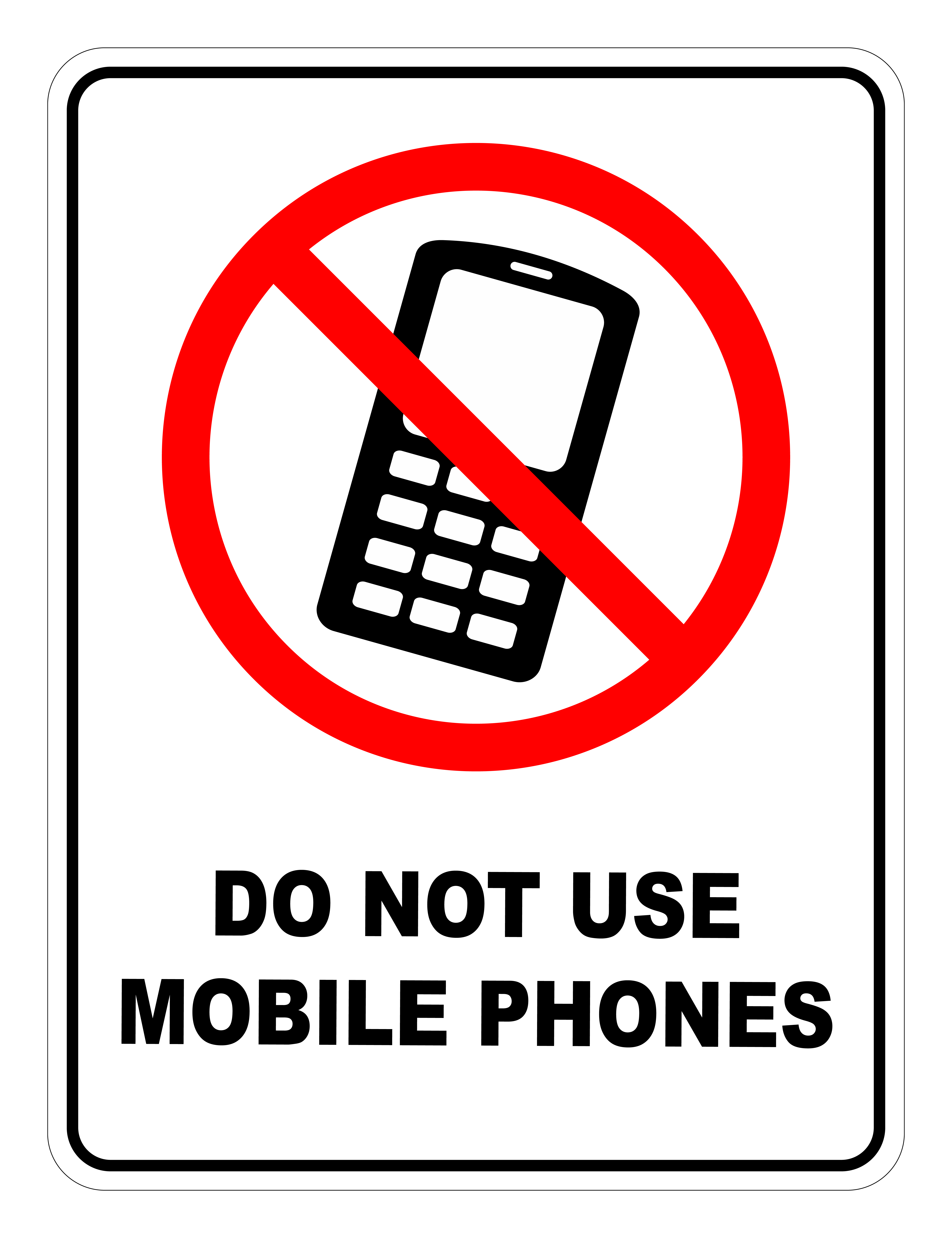 Mobile phones are forbidden in this area safety sign 