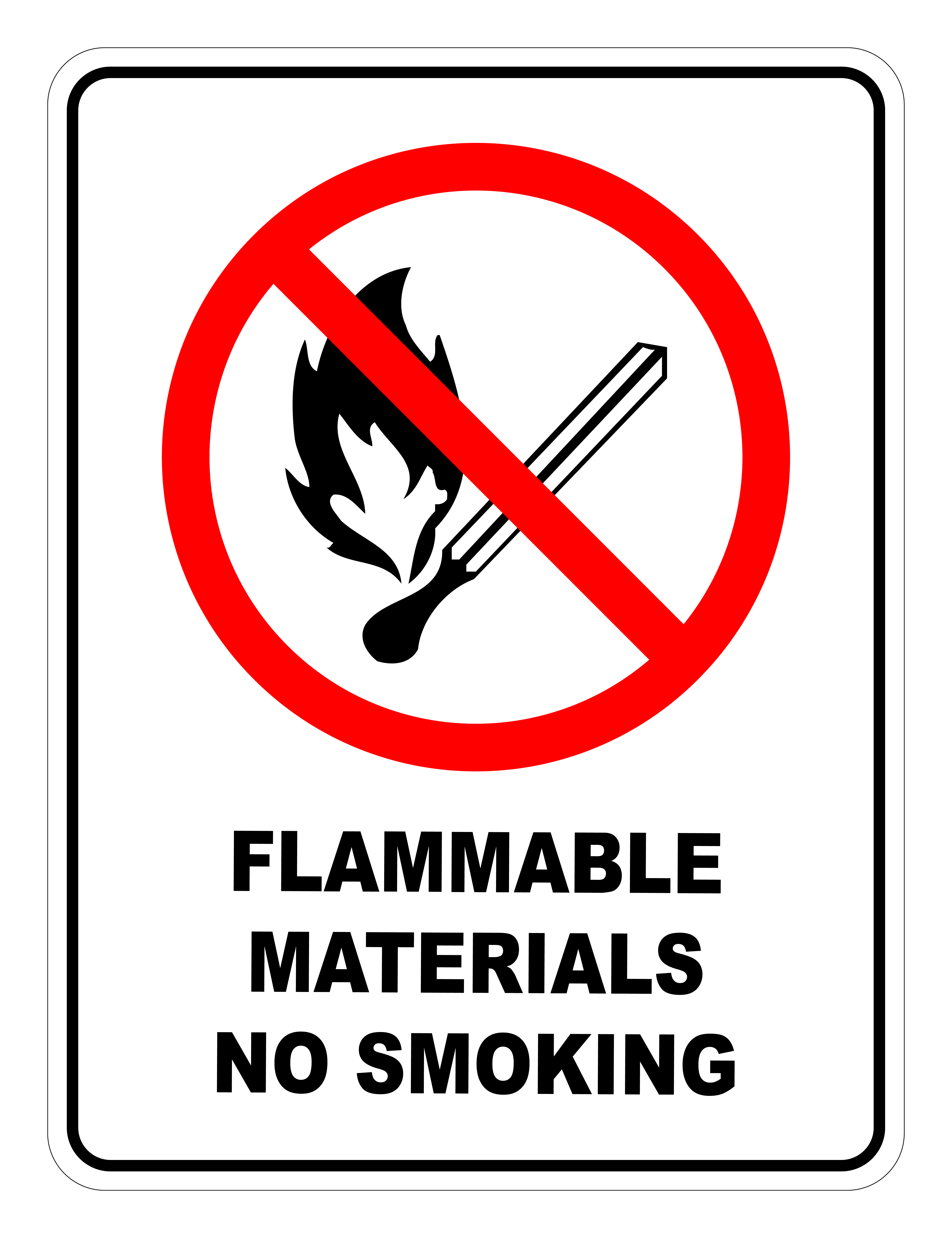 Flammable Materials No Smoking Prohibited Safety Sign Safety Signs Warehouse
