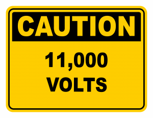 11000 Volts Warning Caution Safety Sign