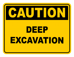 Deep Excavation Warning Caution Safety Sign
