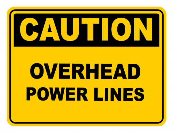 Overhead Power Lines Warning Caution Safety Sign