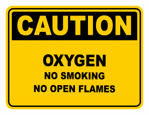 Oxygen No Smoking No Open Flames Warning Caution Safety Sign